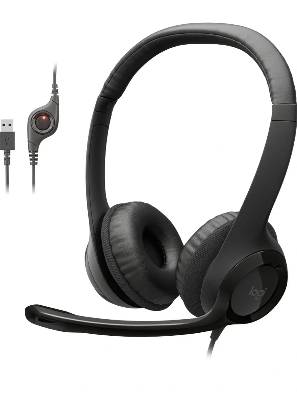 Logitech H390 Wired Headset for PC Laptop,Stereo Headphones With NoiseCancelling